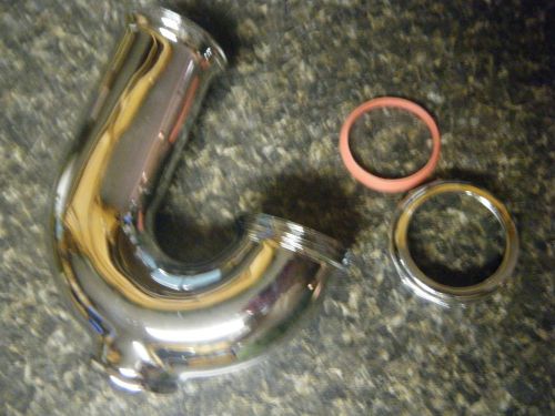 J-Bend For Ground Joint Connection Sink Traps 1 1/2&#034; 20Ga  Brass Chrome Plated