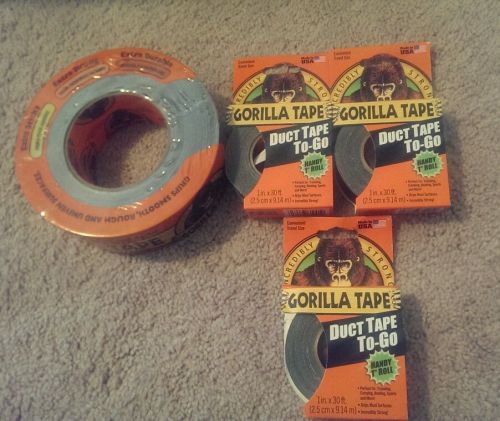 1 GORILLA TAPE TO-GO 1.88&#034; X 35 Yards. And 3 1&#034; X 30FT Lot of 4 NEW