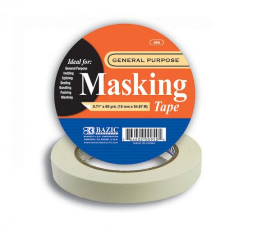 Bazic 0.71&#034; x 2160&#034; (60 yards) general purpose masking tape, case of 36 for sale