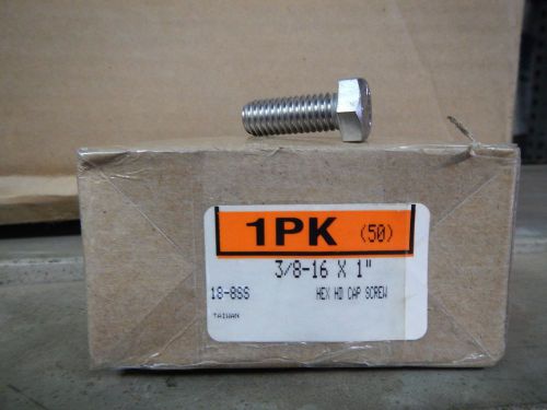 3/8 - 16 x 1 18-8ss stainless steel hex head cap bolts full thread 50 qty for sale