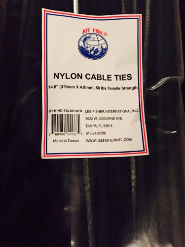 Joy Fish 14.5 Inch Black Nylon Fastener Cable 100 Zip Ties/Holds To 50 Lbs- NEW