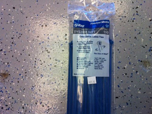 Thomas&amp;betts ty-rap ty528m-ndt 14.2&#034; 50lb blue steel tooth cable ties - 100pk for sale