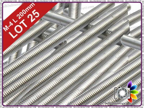 A2 stainless steel m4 x 200mm full threaded bar /rod /studding – lot of 25 for sale