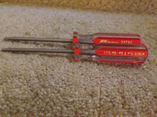 *NEW* (2) &#034;ACE&#034; PRO SERIES #2 SQUARE RECESS SCREWDRIVER Fits #8,#9,#10 Screw