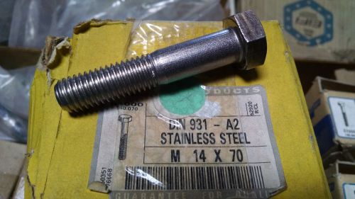 Hex Cap Screw, 304 Stainless Steel, M14-2x70mm, Pack 10