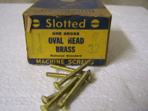 6-32 x 1 1/4&#034; oval head brass machine screw slotted made in usa qty. 144 for sale