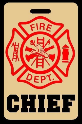Tan CHIEF Firefighter Luggage/Gear Bag Tag - FREE Personalization-New