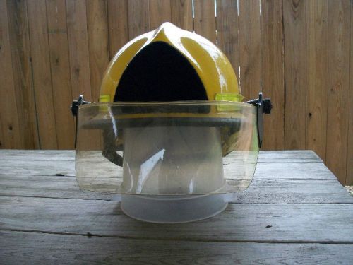 Cairns &amp; brother firefighter helmet  yellow w/face sheild  turnout gear for sale