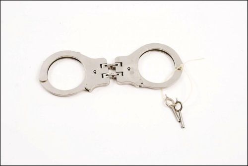 Peerless hinged model 300 handcuffs w box silver &amp; 2 keys police military nib for sale