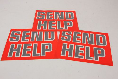 3 vintage reflective paper signs &#039;send help&#039; emergency car window 9&#034; x 6&#034; size for sale