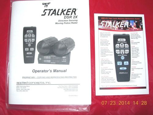 STALKER DSR2X POLICE RADAR OPERATORS MANUAL AND REMOTE REFERENCE GUIDE!