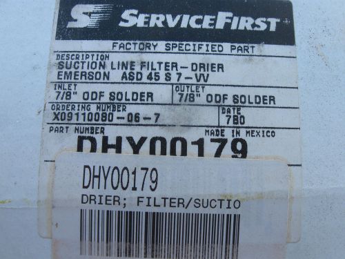 ServiceFirst DHY00179 Suction Line Filter- Drier Emerson 7/8&#034; Solder
