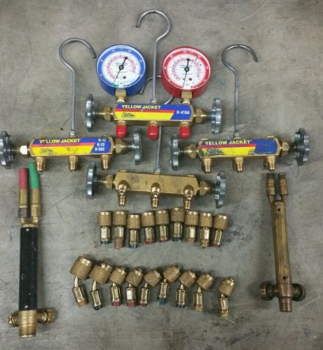 Hvac test and charging manifold parts,  various charging hose fittings for sale