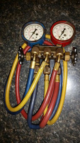 VINTAGE MADDEN BRASS TESTING AND CHARGING MANIFOLD FOR  AIR CONDITIONING R12 AC