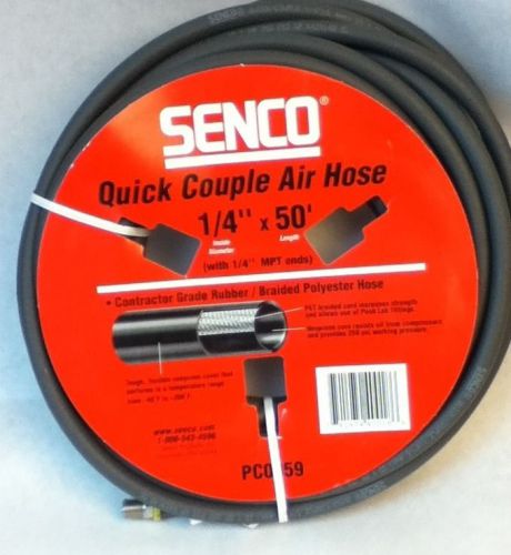 SENCO QUICK COUPLE AIR HOSE 1/4&#034; X 50&#039; Contractor Grade Rubber 248.WP.4A