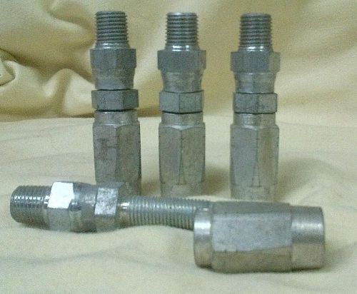 Lot of 4 Reusable Hose Fittings Male Pipe Swivel 5/16&#034; x -5 (5/16&#034;) hose NOS