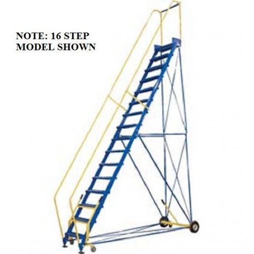 New! steel rolling warehouse ladder- ez climb-12 step-lad-12-10-g-ez!! for sale