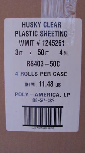 3&#039; x 50&#039; 4 mil clear plastic sheeting - case of 4 rolls for sale