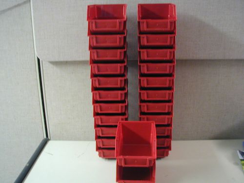 Lot of 24 Red Plastic Stackable Bins