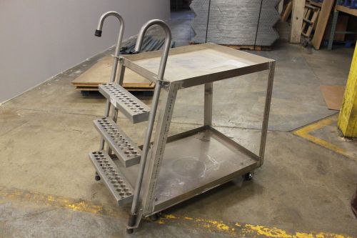 Industrial Step Ladder Steel Cart, approx 28&#034; x 35&#034;, 2 shelves, 3 steps, Chicago