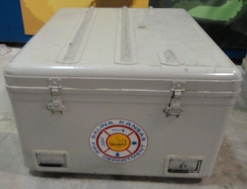 Large Steel Civil Defense Storage Carrying Container Snap Lid Fold Up Table Grey