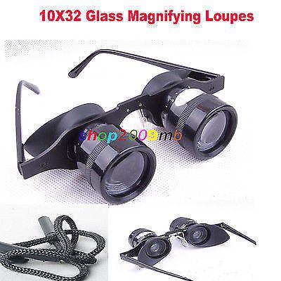 Top 10x32 glass magnifying loupes watch repair fishing focus binocular glasses for sale