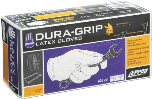 8 mil latex gloves dura grip; box of 100; size: large; powder free, heavy duty for sale