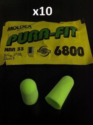 Earplugs 10 pair moldex pura fit 6800 uncorded yellow foam tapered nrr 33 db for sale