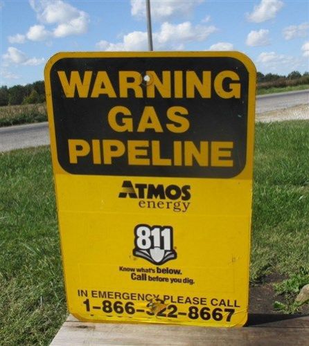 18x12 warning gas pipeline vintage atmos energy safety sign mancave garage art d for sale