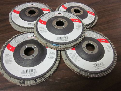 5pc ALUMINUM OXIDE 40-GRIT 4&#034; SANDING GRINDING WHEEL FLAP DISC 5/8&#034; ARBOR ~ NEW