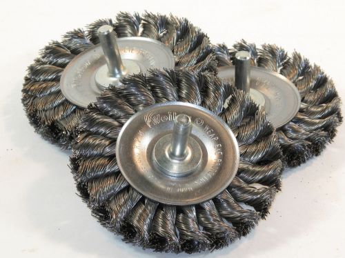 1 lot of 3 - Weiler 3&#034; Stem mounted knot wire wheel pt# 17681 (#1297)