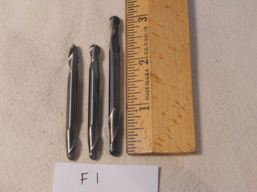 3 NEW 6 MM SHANK CARBIDE ENDMILLS. 2 FLUTE. DOUBLE END. BALL. USA MADE  {F1}