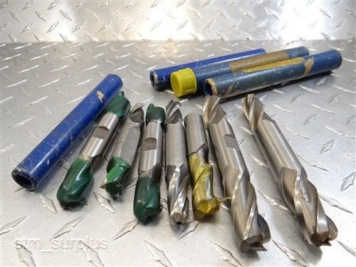 LOT OF 8 HSS DOUBLE END MILLS 1/2&#034; TO 3/4&#034; WELDON PUTNAM