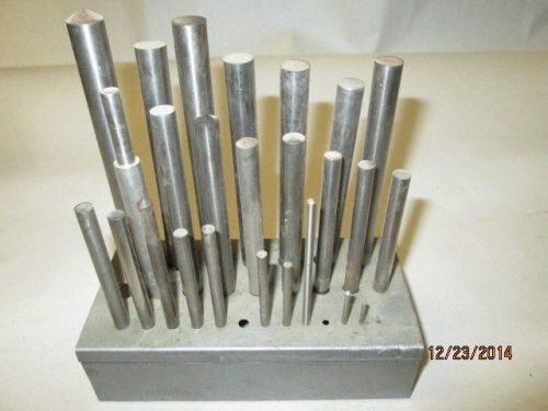 Machinist lathe mill lot of center punches transfer punches in stand k for sale