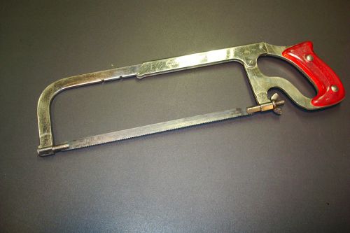VINTAGE MILLERS FALLS TOOLS HACK SAW NO. 48 WITH RED CELLULOID GRIPS USA BEAUTY