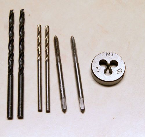 Usa shipping - 7 pc m3 taps and die set with 2.5mm &amp; 3.3mm drills for sale