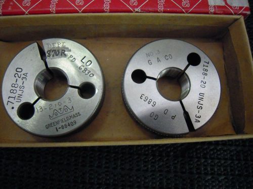 Set of RING THREAD GAGE GO NO-GO Greenfield UNJS-3A (PD .6863)