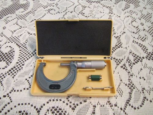 1&#034;-2&#034; mitutoyo micrometer (3 yr old) w/carbide tips in case for sale