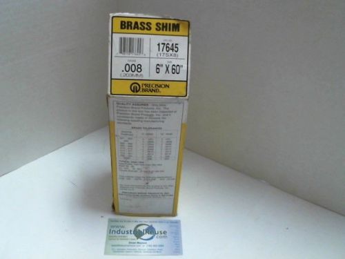 NIB 17645 Precision Brand Brass Shim .008 Gauge 6&#034; X 60&#034; Size NEW OLD STOCK