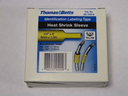 Thomas &amp; betts ez-yhs14 yellow heat shrink sleeve labeling tape 1/4&#034; ! new ! for sale