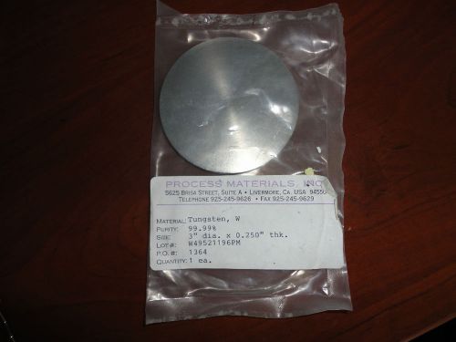 Process Materials Tungsten W Sputtering Target, 3&#034; Diameter, Purity 99.99%,lab