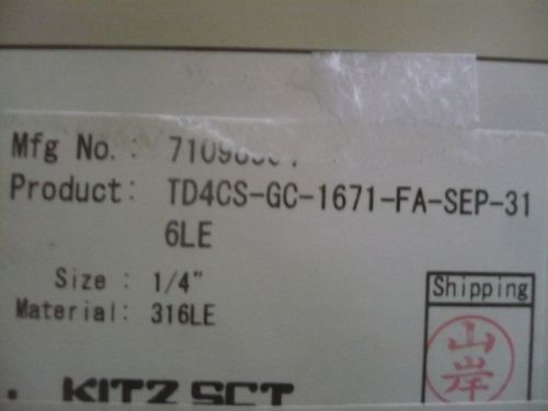 New Kitz TD4CS-GC-1671-FA-SEP-31 6LE Valve Read Descrip