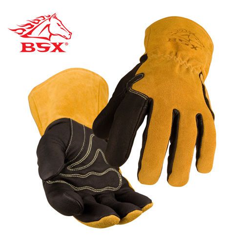 Blackstallion bsx premium grain pigskin cowhide back mig welding gloves  bm88-2x for sale