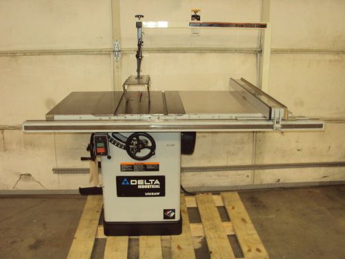 Delta 36-r53l 10&#034; unisaw, 5 hp, 3 ph w/ biesemeyer fence and overhead guard for sale