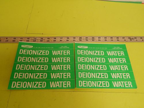 Lot of 10 Labels White on Green Deionized Water Label 8&#034;x1-1/8&#034;