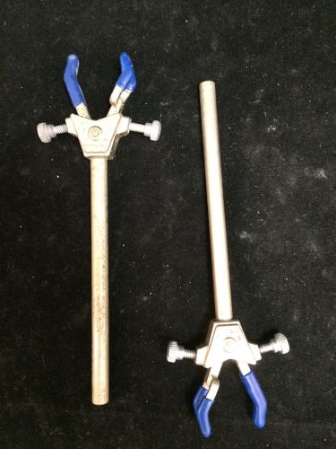 Lot of 2 Small Fisher 3-Prong Dual Adjustment Extension Clamps