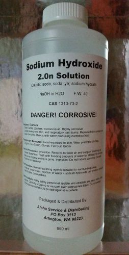 Lot of 4 - sodium hydroxide 2.0n 950ml poly bottle reagent for sale