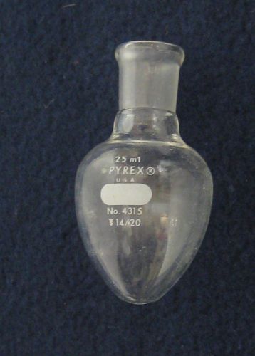 Pyrex, pear-shaped boiling flask, heavy wall , 14/20 joint, 25 ml, cat #: 4315 for sale