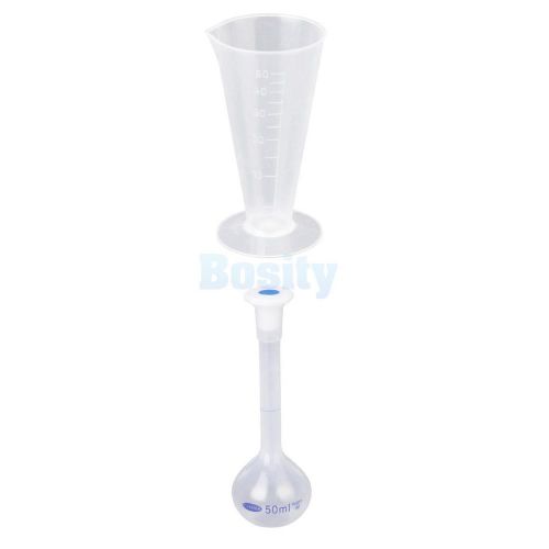 50ml laboratory plastic measurement beaker measuring cup + volumetric flask for sale