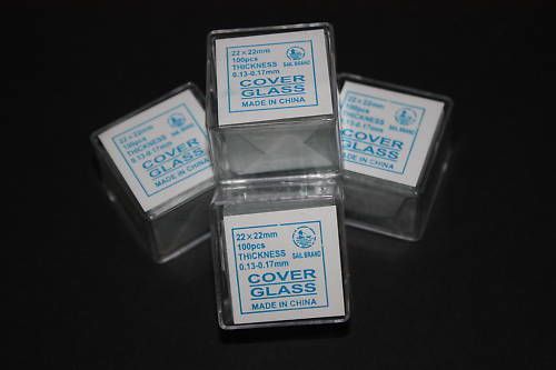 Microscope Slide Glass Cover Slips 22 x 22mm 100 qty Brand New